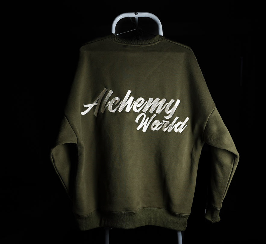 CLASSIC EMBROIDERED CREWNECK MILITARY GREEN