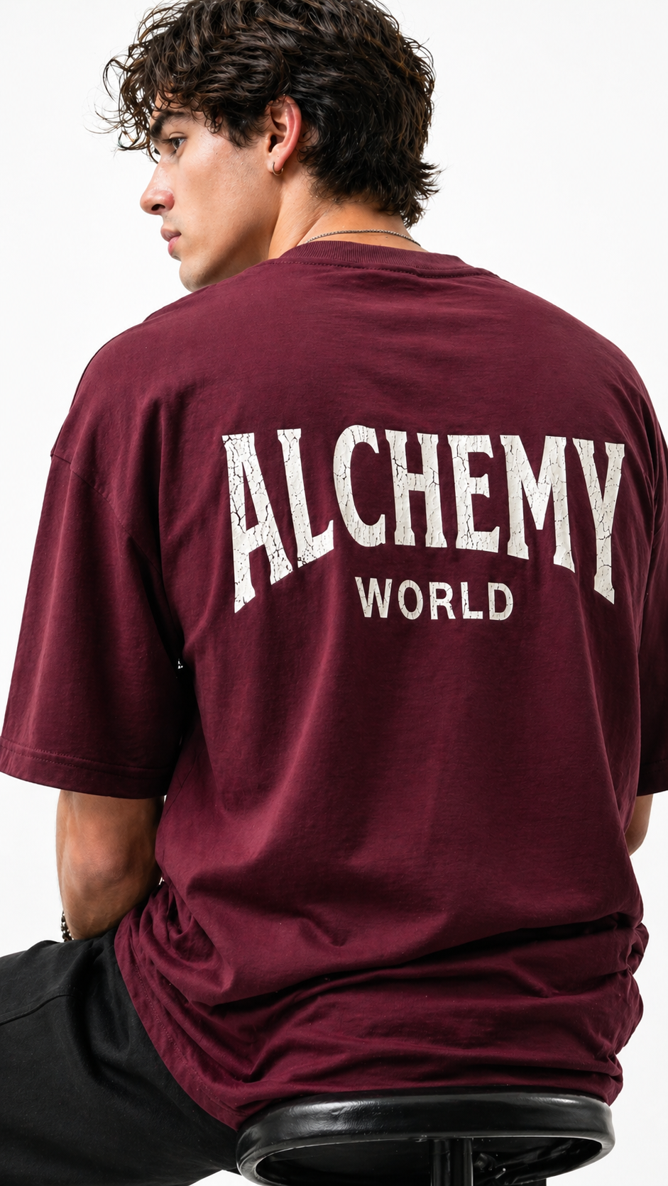 Legacy Oversized Tee – Burgundy / Vintage White