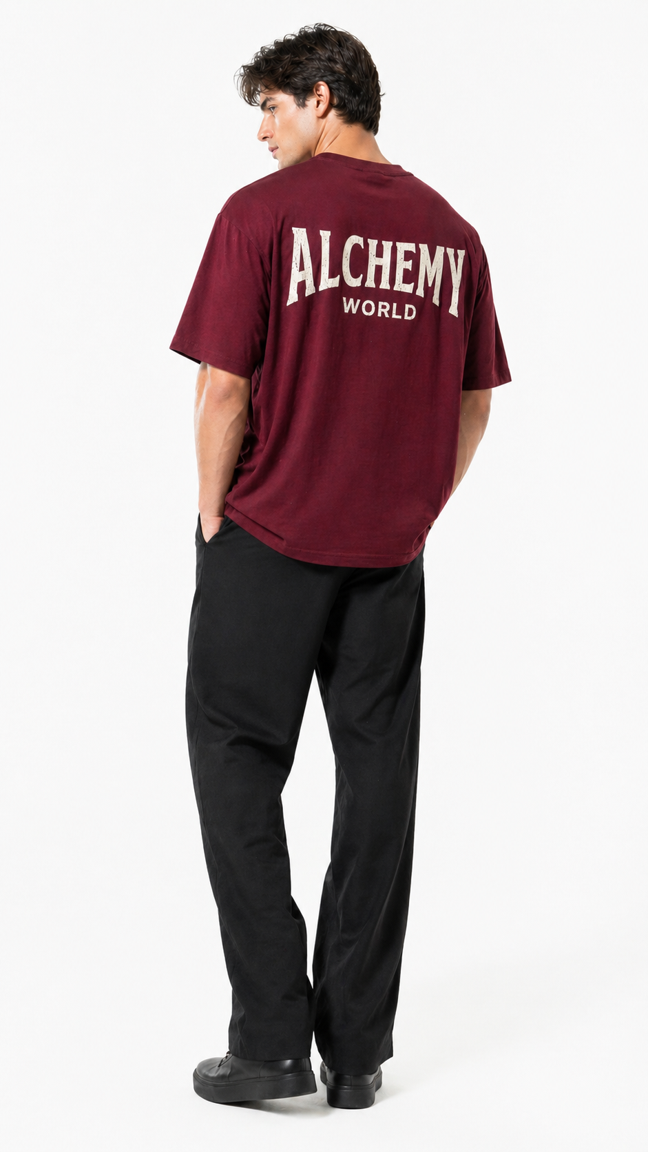 Legacy Oversized Tee – Burgundy / Vintage White