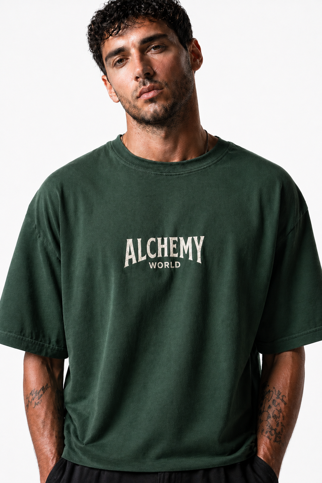 Legacy Oversized Tee – Forest Green / Vintage White
