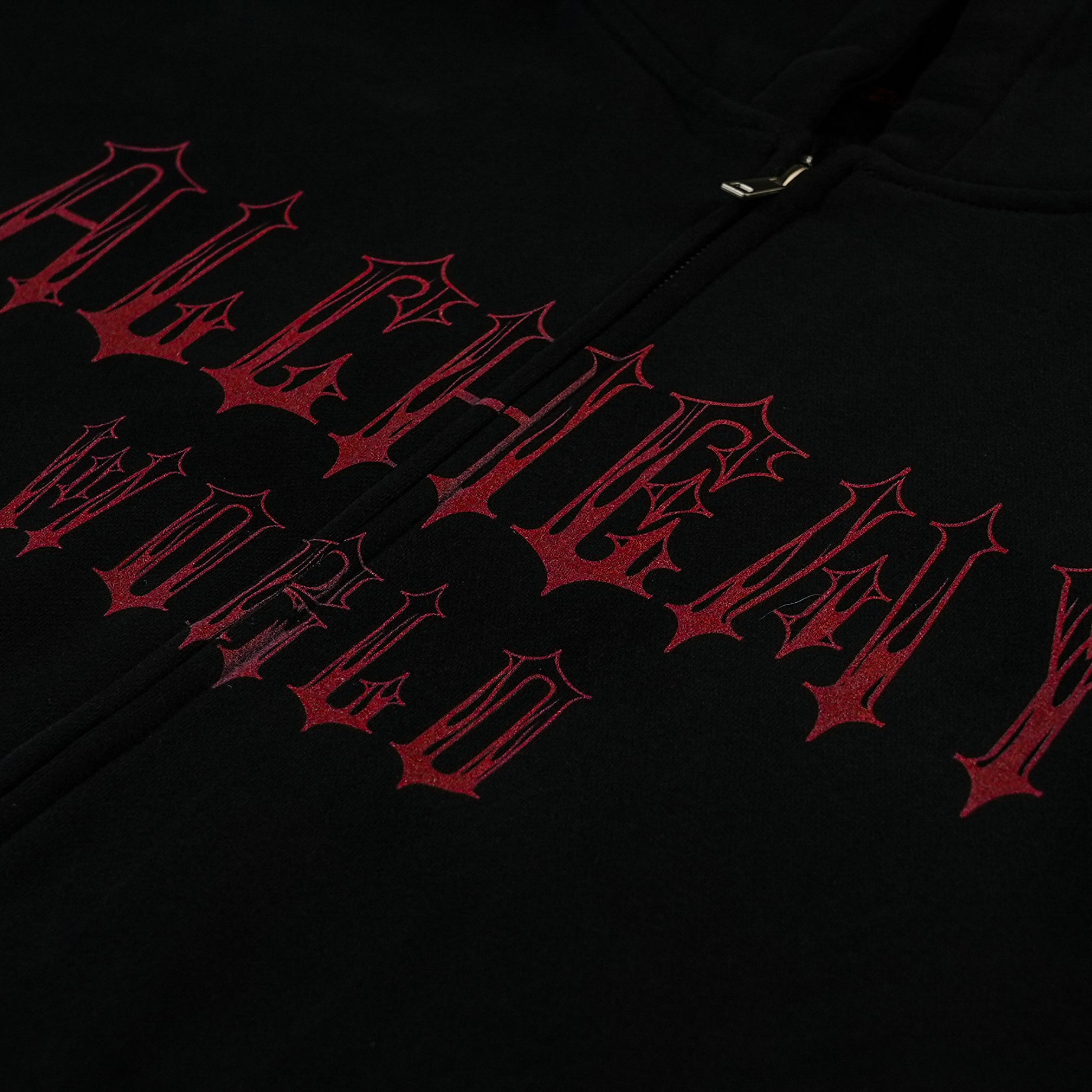 CITY SERIES BLACK AND RED FLAME LOGO ZIP UP SWEATER