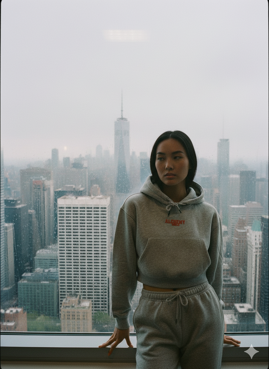 Alchemy World Women’s Cropped Hoodie — heather grey/red