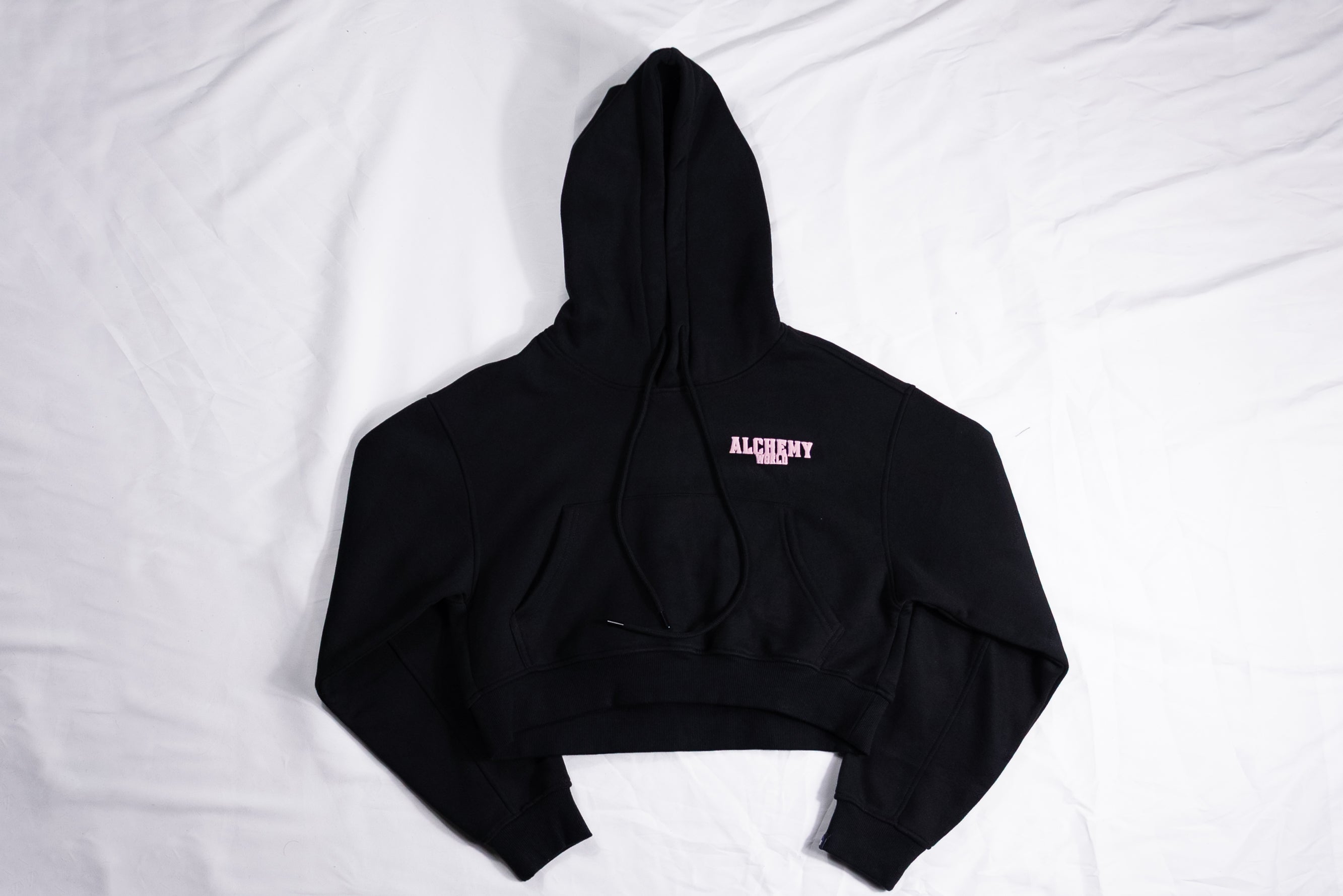 Alchemy World Women’s Cropped Hoodie — Black/pink