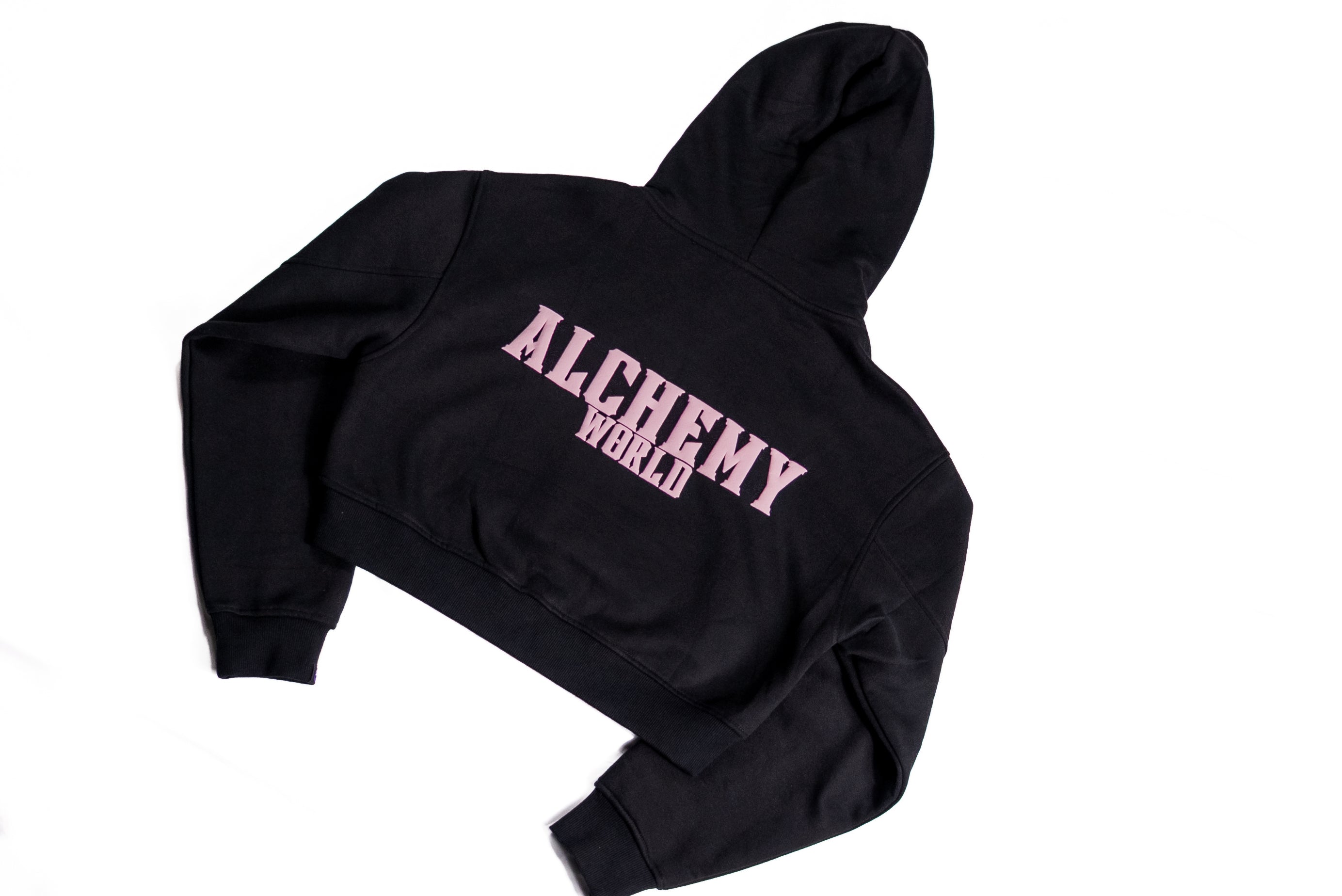 Alchemy World Women’s Cropped Hoodie — Black/pink