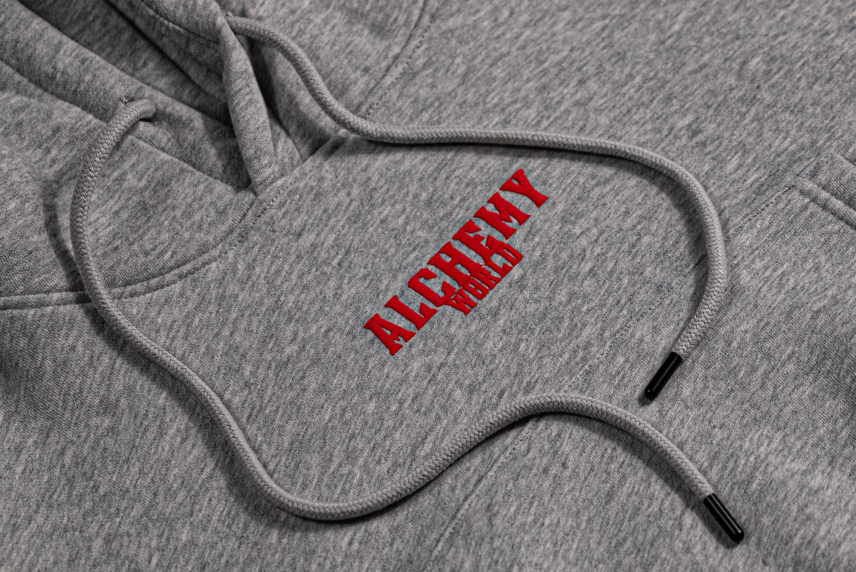 Alchemy World Women’s Cropped Hoodie — heather grey/red